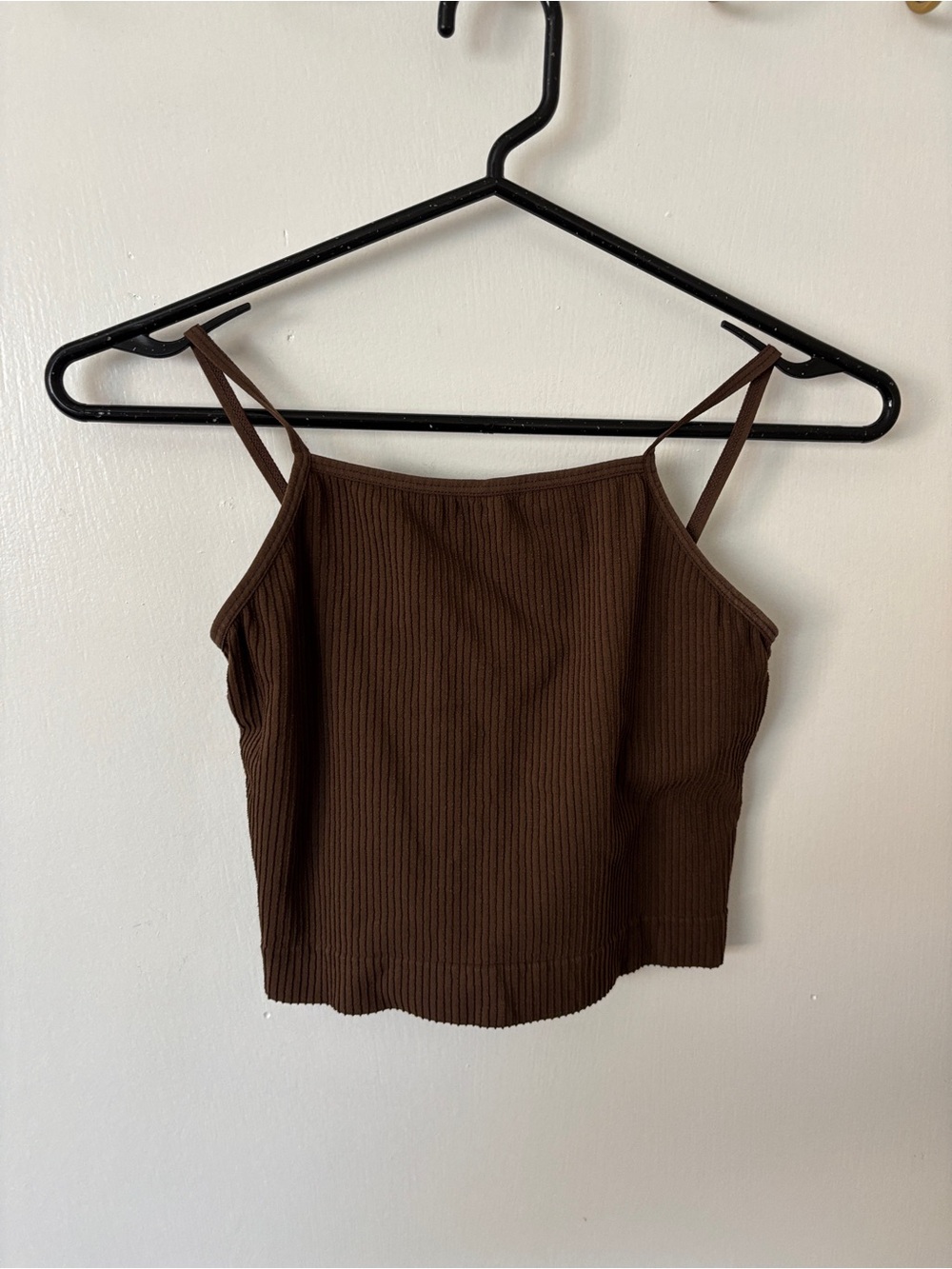 Brown cotton on crop top